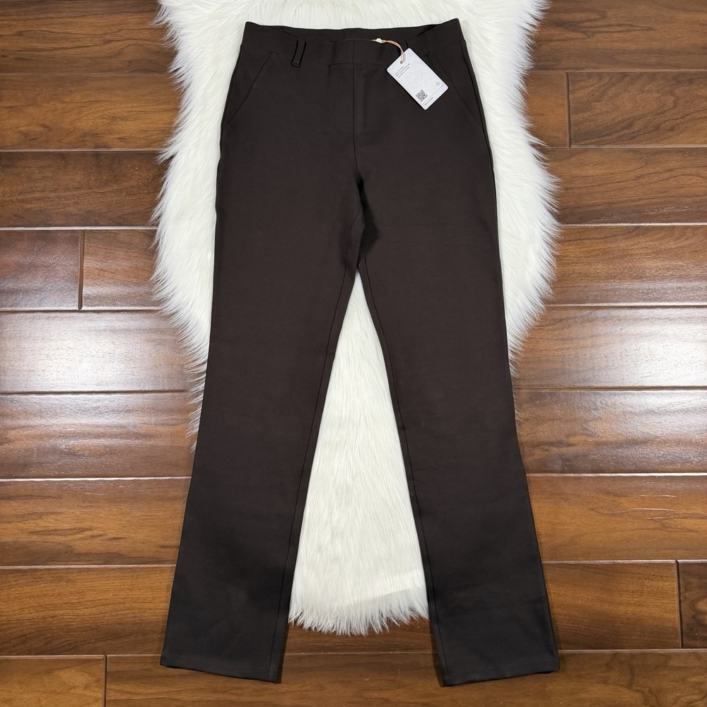Quince Women's‎ Size Small Brown Espresso Ultra-Stretch Ponte Straight Leg Pants